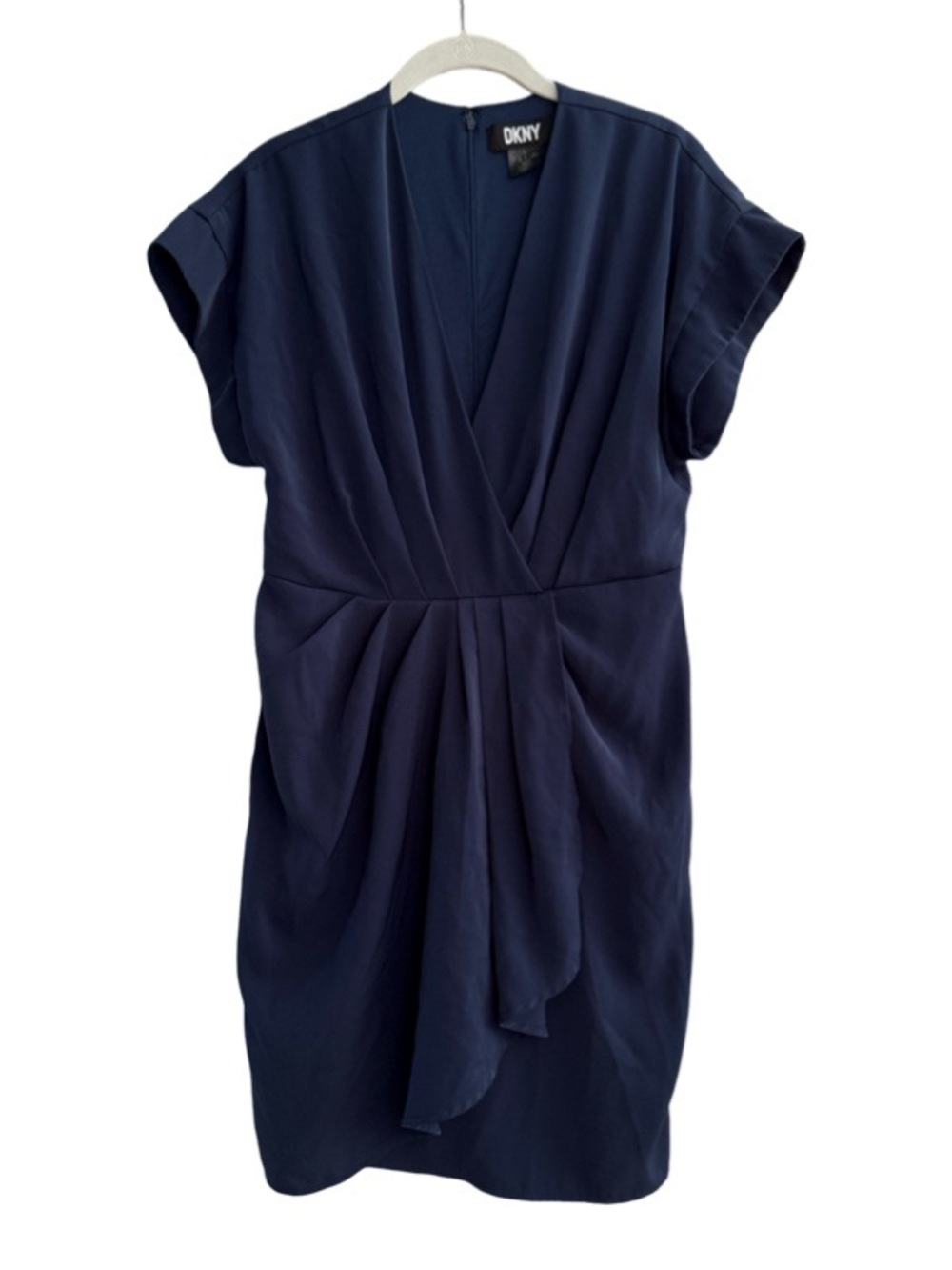 DKNY Short Sleeve Faux Wrap Dress Blue Size 4